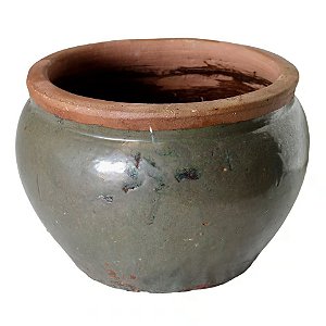 BACIA RUSTICA CERAMICA IMPORTADA MACAU VERDE D36XA26CM