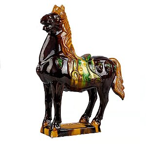 ESTATUETA CAVALO EM PORCELANA MARROM