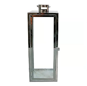 LANTERNA DECORATIVA CHINA ALUMINIO E VIDRO RETANGULAR COM ALCA PRETA