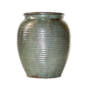 VASO CERAMICA IMPORTADO GALES RUSTICO DE VERDE D26XA30CM