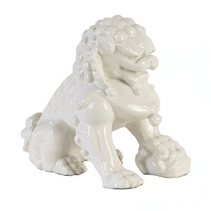CAO DE FO CHINES EM PORCELANA BRANCA