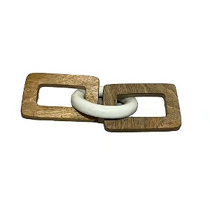ESCULTURA DE MESA ELOS EM MADEIRA E MARMORE L33CM X P14CM