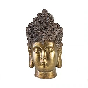 ESCULTURA CABECA BUDA DOURADA COM BRONZE