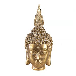 ESCULTURA CABECA BUDA TIBETANO DOURADA