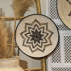 PRATO RATTAN DECORATIVO BALI ESTRELA NEGRA 50CM