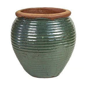 VASO CERAMICA IMPORTADO GALES RUSTICO DE VERDE D22XA23CM