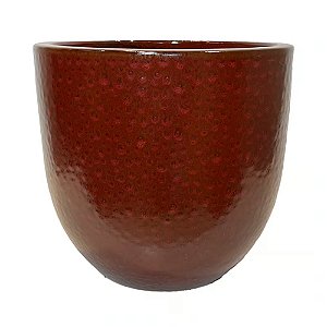 VASO VIETNAMITA DE CERAMICA IMPORTADO MIKONOS VERMELHO D32XA30CM