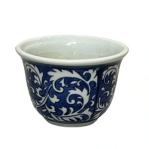 CACHEPOT PORCELANA AZUL E BRANCA BOREAL D21XA15CM
