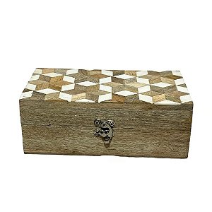 CAIXA MADEIRA MARCHETARIA OSSO RETANGULAR L22XA08CM X P11CM