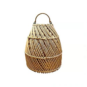 MINI LUMINARIA PENDENTE FIBRA RATTAN IMPORTADA JIMBARAN D18XA22CM