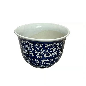 CACHEPOT PORCELANA AZUL E BRANCA BOREAL D16XA12CM