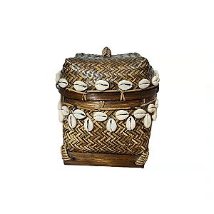 CAIXA BALI BAMBU COM CONCHAS