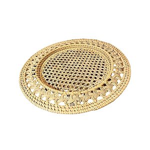 SOUSPLAT REDONDO RATTAN CLARO BALI TRABALHADO