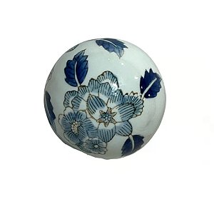 BOLA PORCELANA AZUL BRANCA ESCURA LOTUS