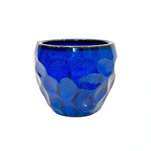 VASO VIETNAMITA DE CERAMICA IMPORTADO ARMENIA AZUL D18XA15CM