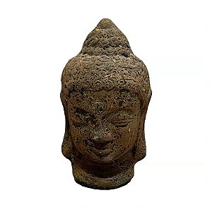 ESCULTURA IMPORTADA BALI CABECA DE BUDA EM CERAMICA A17CM