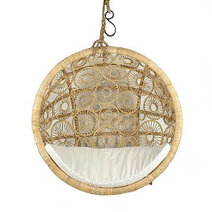 CADEIRA DE BALANCO LEBLON RATTAN COM ALMOFADA