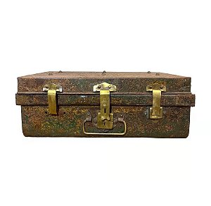 BAU BALI ANTIQUE METAL VERDEAMARELO 60X40X22CM