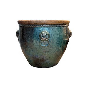 VASO RUSTICO DE CERAMICA IMPORTADO DRAGAO VERDE D74XA65CM