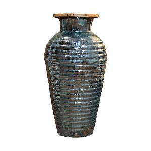 VASO RUSTICO DE CERAMICA IMPORTADO PISA VERDE D40XA77CM