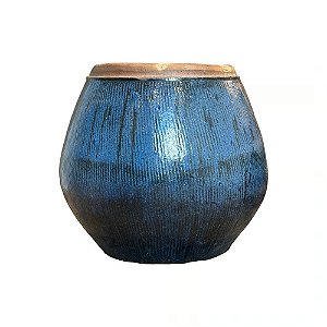 VASO RUSTICO DE CERAMICA IMPORTADO SEUL AZUL D55XA56CM