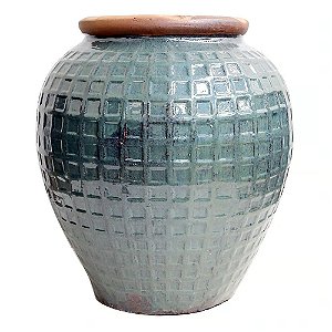 VASO RUSTICO DE CERAMICA IMPORTADO INGLATERRA VERDE D55XA65CM