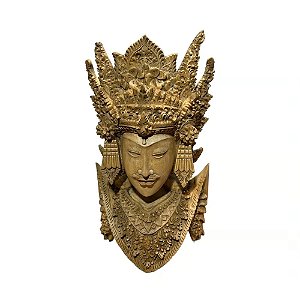 ESCULTURA MASCARA LELONG EM MADEIRA CLARA L22XA35CM