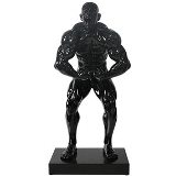 ESCULTURA RESINA FISIOCULTURISTA TRAPEZIO PRETA 35 X 26 X 75