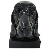ESCULTURA RESINA DOGS HEAD PRETA 25 X 32 X 32 CM