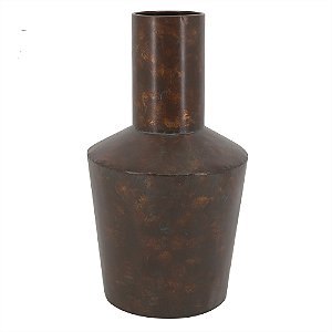 VASO DECORATIVO EM METAL - MARROM - 21X21X38.5CM