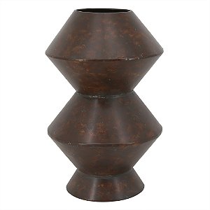 VASO DECORATIVO EM METAL - MARROM - 20X20X31.5CM