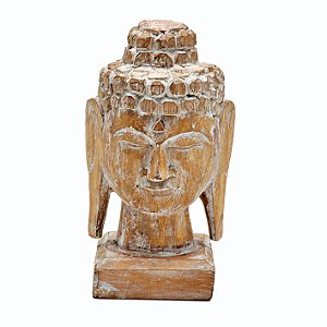 CABECA DE BUDDHA DE MADEIRA
