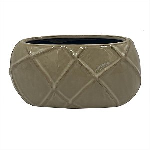 VASO DECORATIVO EM CERAMICA - CAQUI ESCURO - 25X13X11.5CM