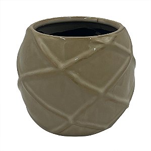 VASO DECORATIVO EM CERAMICA - CAQUI ESCURO - 14X14X12CM