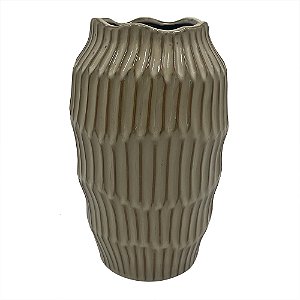VASO DECORATIVO EM CERAMICA - CAQUI ESCURO - 14X14X21CM