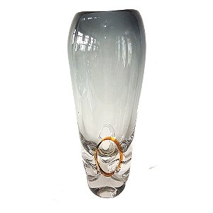 VASO DECORATIVO EM VIDRO FUME 14CM X 12CM X 40CM