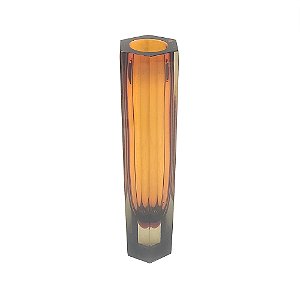 VASO DECORATIVO EM VIDRO AMBAR 5,5CM X 5CM X 25CM