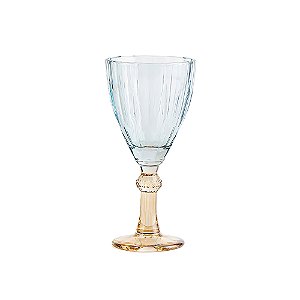 CJ TACAS EM VIDRO COM DETALHE NA HASTE AZUL E AMBAR 6 PCS - 250ML