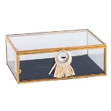 PORTA JOIAS EM VIDRO TRANSPARENTE COM DETALHES EM METAL DOUR