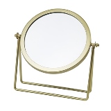 ESPELHO DECORATIVA EM METAL DOURADO COM BASE