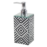 PORTA SABONETE LIQUIDO DE VIDRO PRETO E BRANCO