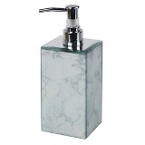 PORTA SABONETE LIQUIDO DE VIDRO BRANCO MARMORIZADO