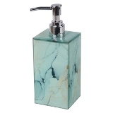 PORTA SABONETE LIQUIDO DE VIDRO BRANCO MARMORIZADO