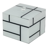 PORTA ALGODAO DE VIDRO E MADEIRA BRANCO BRANCO E PRETO
