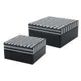 CJ. DE PORTA JOIAS DE MADEIRA E VIDRO PRETO E BRANCO - 2 PCS