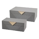 CJ. DE PORTA JOIAS DE MADEIRA CINZA - 2 PCS