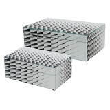 CJ. DE PORTA JOIAS DE VIDRO E MADEIRA PRETO E BRANCO - 2 PCS