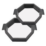 CJ. DE BANDEJAS DE MADEIRA E COURO PRETO COM ESPELHO - 2 PCS