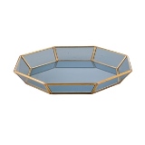 BANDEJA DE VIDRO E METAL AZUL