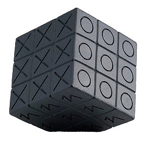 PECA DECORATIVA EM RESINA - CUBO JOGO DA VELHA - PRETO - 9.7X9.7X9.7CM